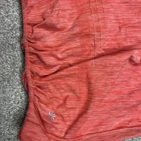 Athleta Tank Top Racer Back Salmon Orange Ruched Waist Sz S - Picture 6 of 7
